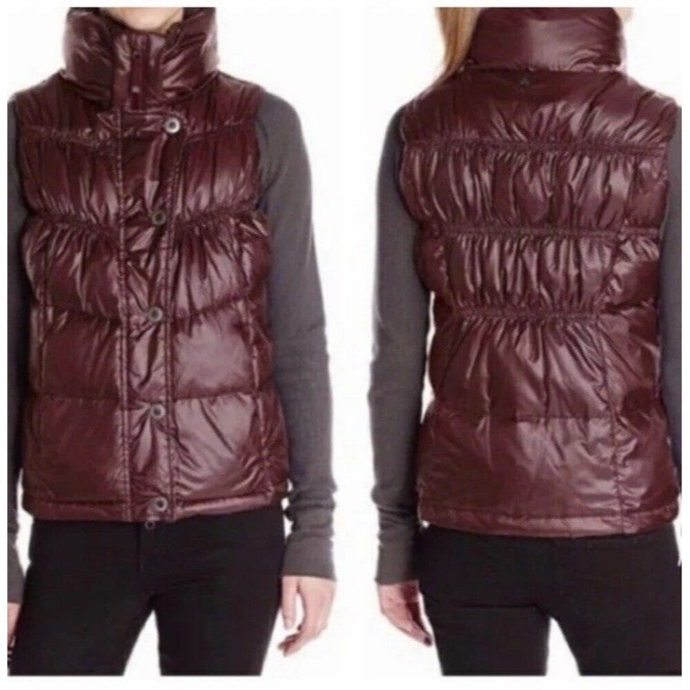Prana Milly Down Vest Womens XS Burdundy Puffer Quilted Full Zip Lightweight
